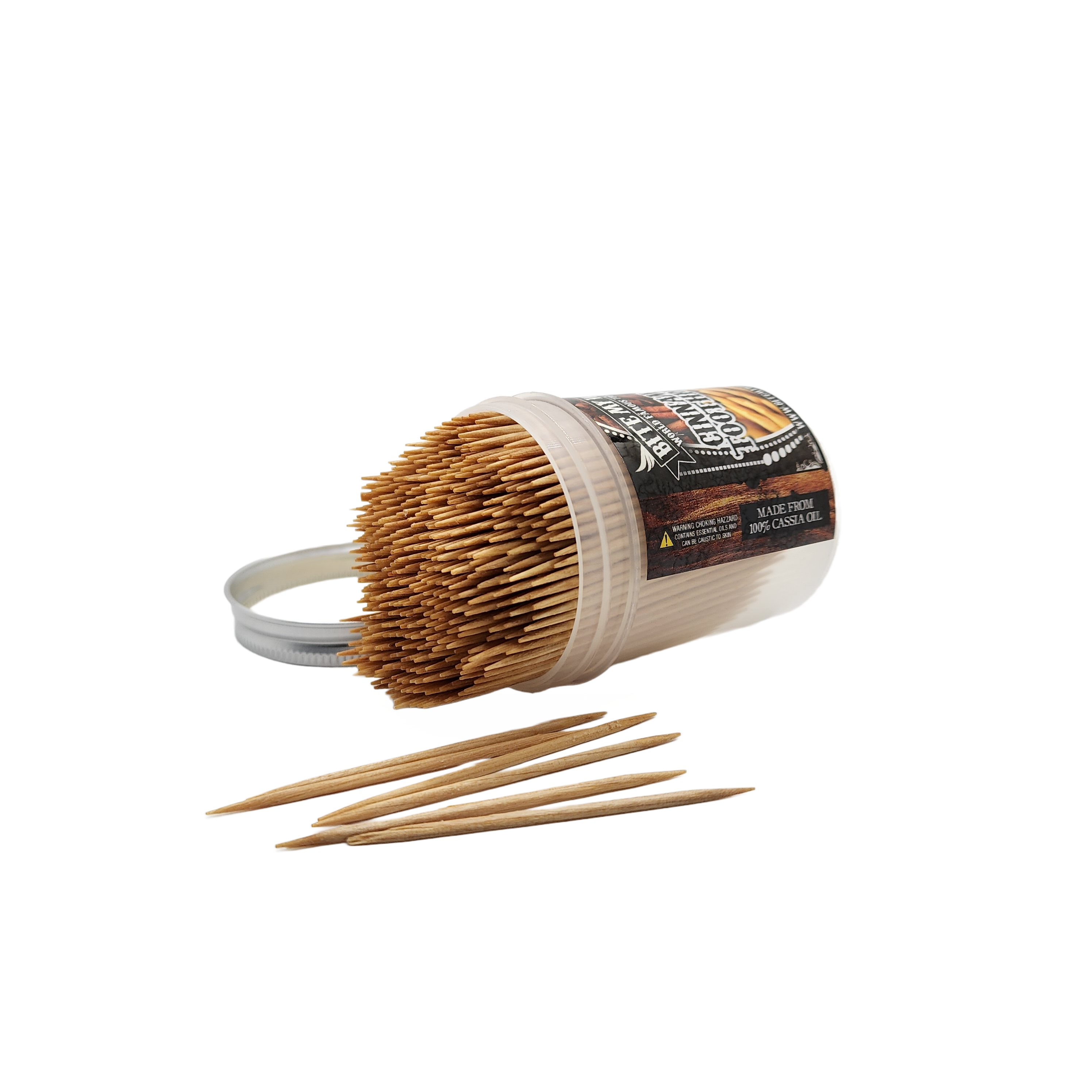 450 Qty BiteMyWood Unflavored Double Point Birchwood Toothpicks DP1 in Reusable Plastic Jar - USA Made