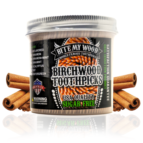 450 Qty BiteMyWood Flavored Birchwood Toothpicks in Plastic Jars